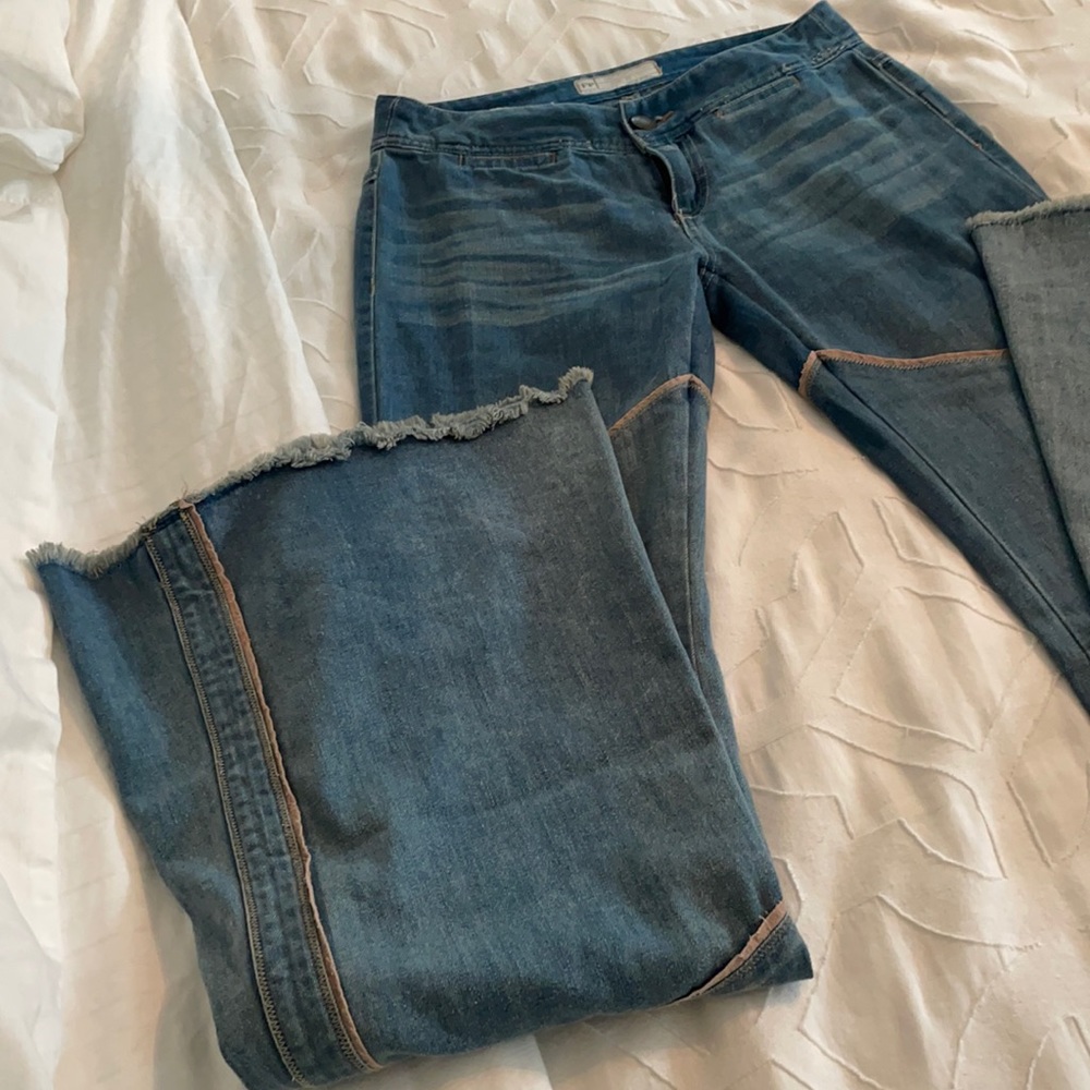 Free people bell bottoms size 25 nude faux leather detailing